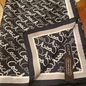 Coach Signature Scarf, 100% Silk, Black/White